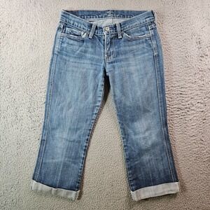 7 For‎ All Mandkind Colette Capri Jeans Women 24 Zip Fly Medium Wash